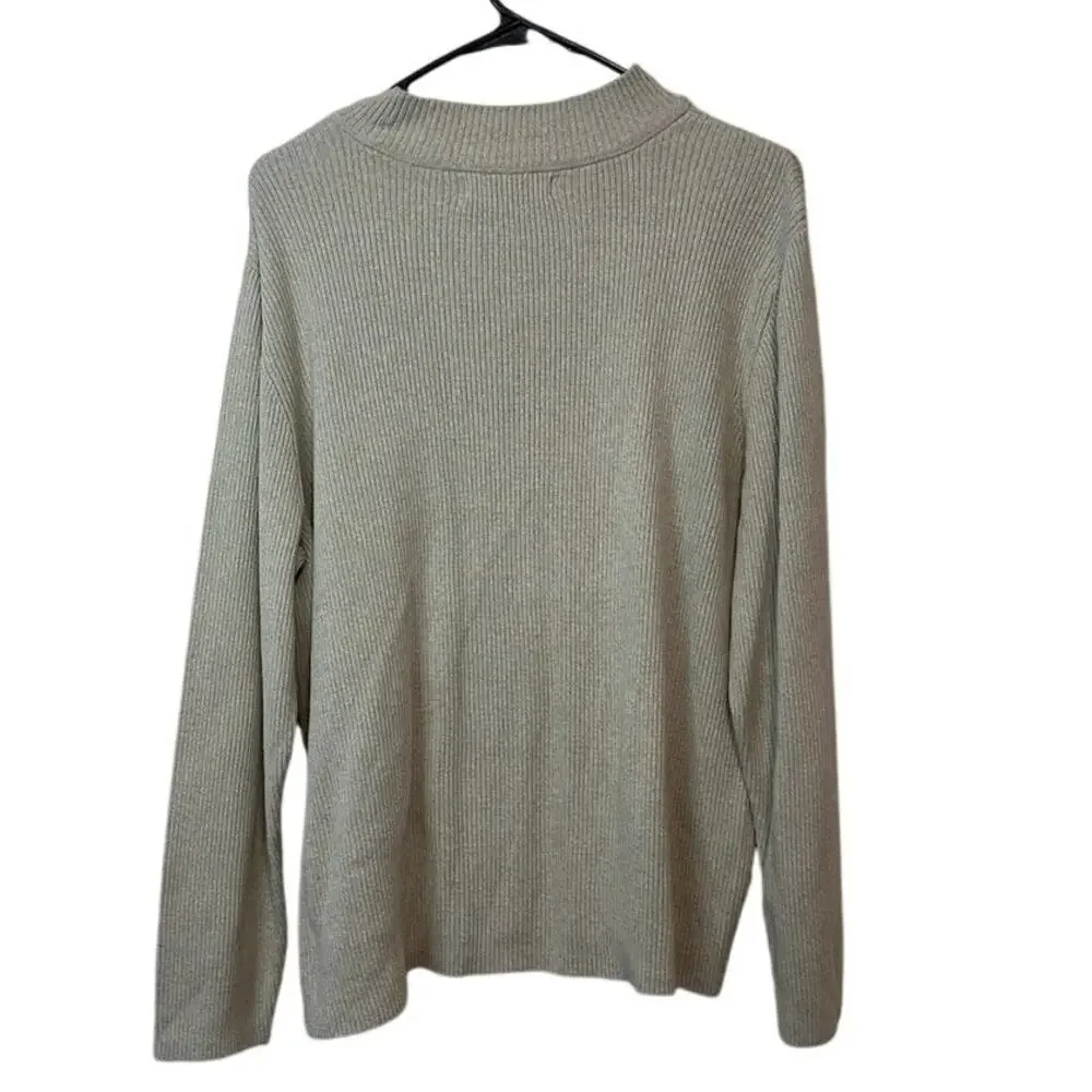 Karen Scott Women’s Ribbed Mock Neck Sweater Size XXL Tan Minimalist Normcore